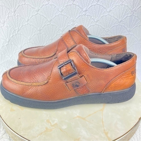 Vintage Rocky Shoes Mens Size 11 Brown Pebble Grain Leather Monk Strap Split Toe - Picture 5 of 11
